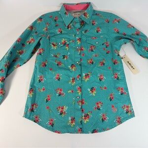 Ariat Kids Turquoise Floral Button Down Shirt